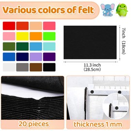 Eppingwin Black Felt Sheets, 7"x11.3" Soft Felt Fabric with Adhesive Backing, Rectangle Sheets for Crafts