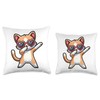 Cat Heart Shape Sunglasses Dabbing Dance Lover Throw Pillow
