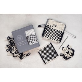 Harrisville Designs Friendly Loom 50th Anniversary Traditional 7" Potholder Loom Kit with Black and White Cotton Loops Make 4 Potholders, Weaving Crafts for Kids & Adults, Made in The USA