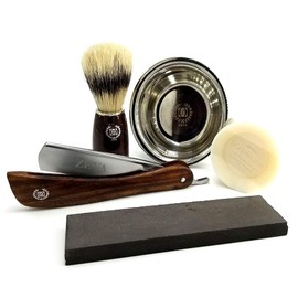Professional Shaving Set/Kit for Barbershop Use Shave Ready Straight Razor Whet Wet Stone Shaving Kit Grooming Set Close Shave Straight Razor Bowl Mug Brush Soap