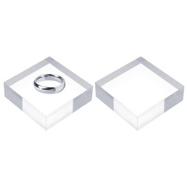 sourcing map 2pcs Acrylic Square Display Blocks, 76.2 x 76.2 Mm/3" x 3" Clear Jewelry Display Base Polished Cube Riser Stand Display Holder Base for Bracelet Ring Jewelry Cosmetics Crafts