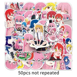 Bocchi The Rock Stickers Pack of 50 Waterproof Cute Anime Stickers for Laptop Skateboard Scrapbook Suitcase Luggage Water Bottles Car Bicycle Japanese Cartoon Stickers for Teenagers Children