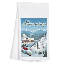 Lantern Press Ski Breckenridge, Colorado, Retro Ski Resort (100% Cotton Tea Towel, Decorative Hand Towel, Kitchen and Home)