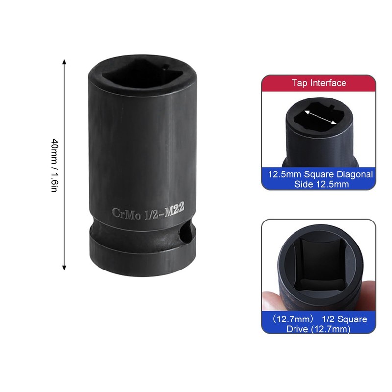 9 Pieces Tap Socket Set, Wrench Tap Socket, 1/2 Inch