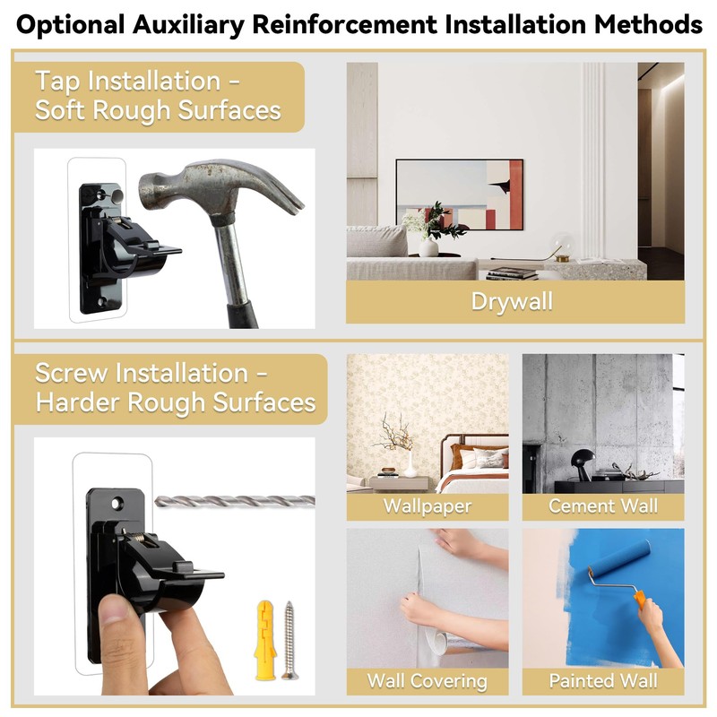 8PCS No Drill Curtain Rod Bracket, Self Adhesive Curtain Rod