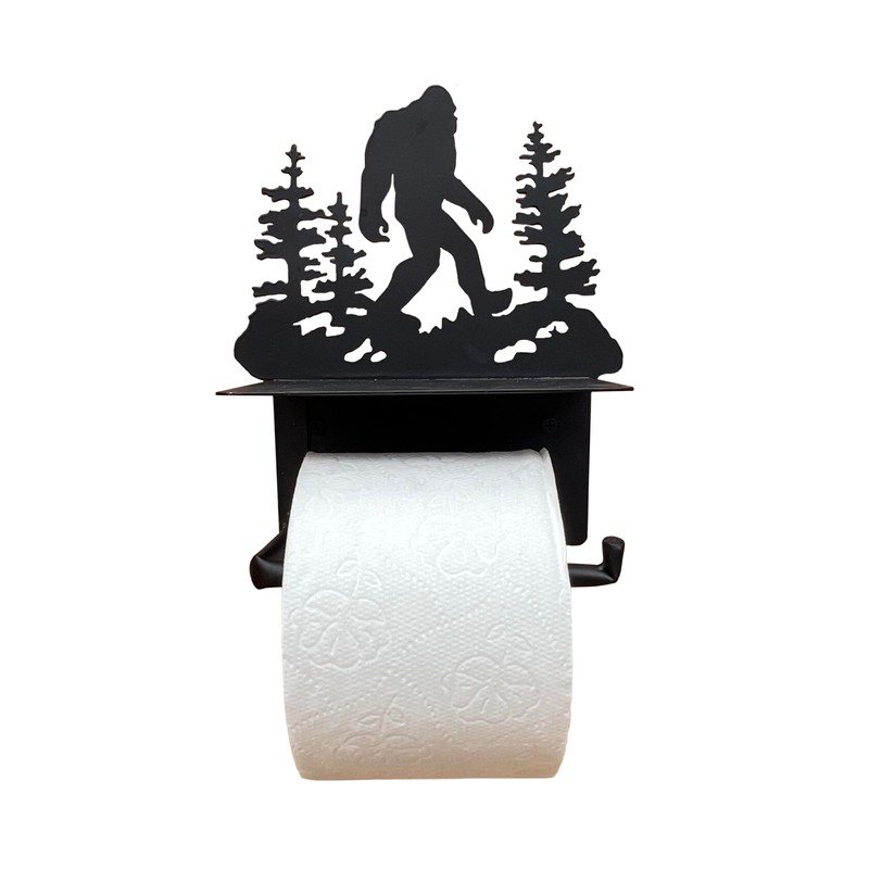 Bigfoot Sasquatch Metal Toilet Paper Holder with Phone Shelf -