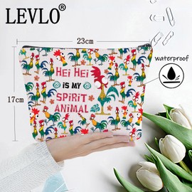 LEVLO Hei Chicken Cosmetic Make Up Bag Chicken Lover Gift Hei Is My Spirit Animal Makeup Zipper Pouch Bag, Hei Hei Full, Make Up Bag