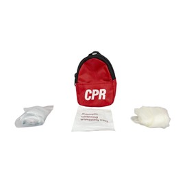 CPR Savers & First Aid Supply CPR Backpack Face Shield Mask Keychain Kit with Gloves and Cleaning Wipe for CPR Training and Rescue (Red)