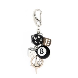 Dhdfisd 8 Ball Keychain Y2K Star Dice Billiards Keychin Lucky Magic 8 Ball Keychain Bag backpack Purse Charm (8 ball)