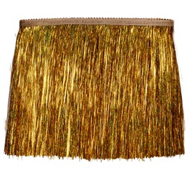 AMZTKDIY Tinsel Fringe Trim Tinsel Fringes 5 Yards 6Inch/8Inch for Clothing Accessories DIY Craft Latin Stage Dress Shiny Foil Effect Party Decor (Laser Gold, 8 Inch)