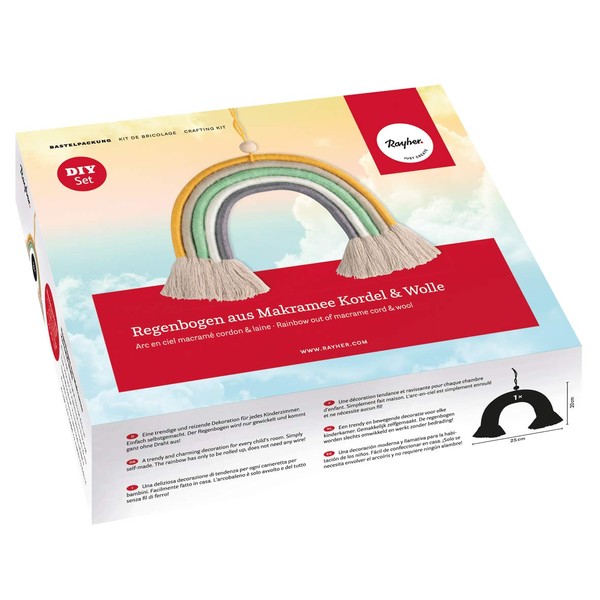 Rayher 55946999 DIY Rainbow Macrame Kit, Craft Kit for Rainbow