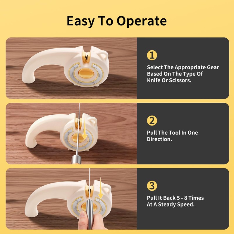 PUOPOSTY 6-in-1 Knife Sharpener with Rotary Knob, Multi-Use Sharpener for