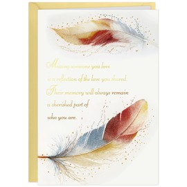 DISJOURNEY Deepest Sympathy Cards - Feather Gold Foiled Condolences Bereavement Card - Sorry For Your Loss Card with Envelope - 8 x 5.5 inches