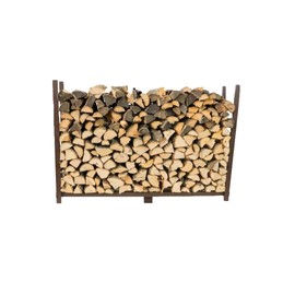 Woodhaven 6 Foot Brown Heavy Duty - Made in the USA - Outdoor Firewood Storage Log Rack Without Cover - Metal Firewood Rack With Brown Powder Coat Finish