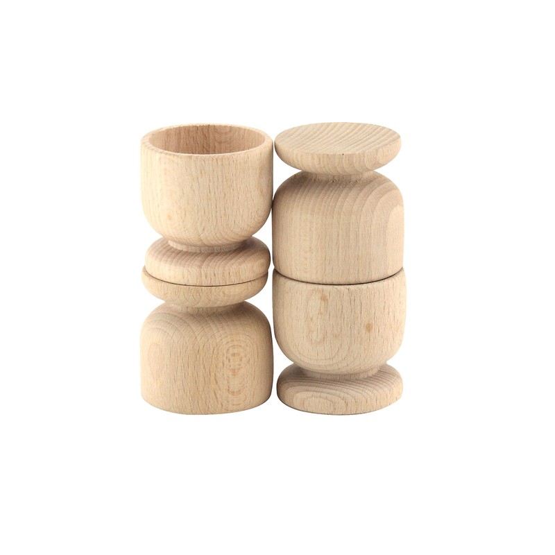 apollo THE HOUSEWARES 4 x Egg Cups -Easy Clean Beech