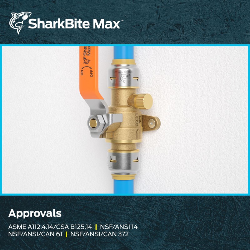 SharkBite Max 3/4 Inch Ball Valve with Drain Vent and