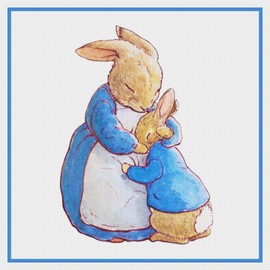 Mama Bunny Hugs Peter Rabbit Inspired by Beatrix Potter Counted Cross Stitch Pattern
