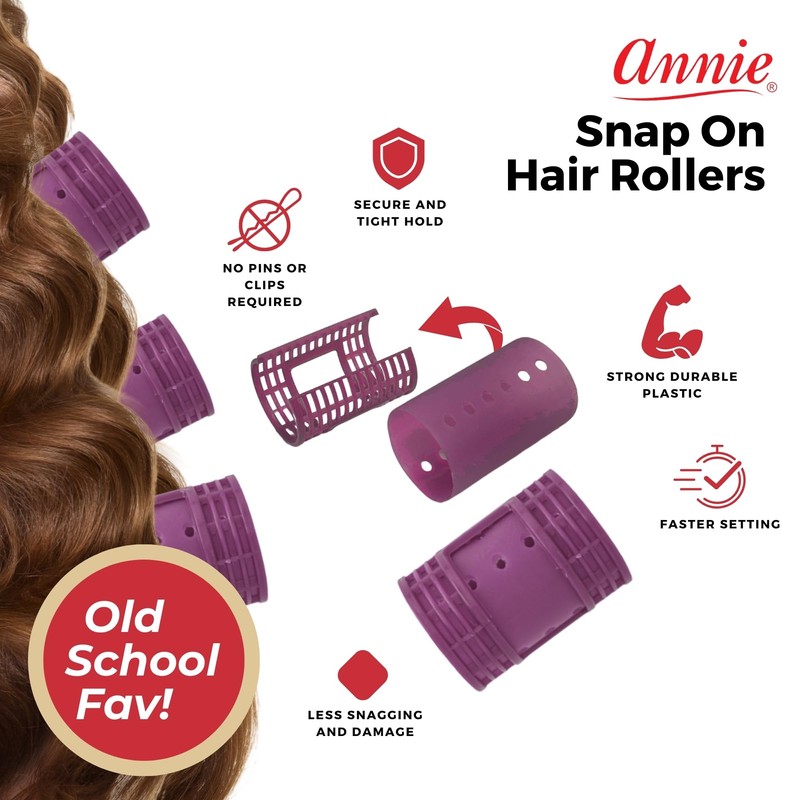 Annie Snap-On Rollers X-Jumbo: 6Pcs Magnetic 1 3/4" Rollers (Purple)