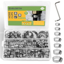 BLOSTM Small Hose Clips Assorted - 71Pcs Adjustable 8-38mm, Stainless Steel Pipe Clamp Set of 7 Sizes includes Screwdriver and Storage Case - Pipe Clamps 71 PCS