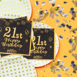 Yiran Table Decoration 50th Birthday Girl Boy Includes 20 Pieces Napkins 50th Birthday and 5g Confetti Birthday Decoration, 50th Birthday Decoration Black Gold Happy Birthday Party Supplies Table