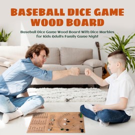 GAOMEIDA Baseball Dice Board Game Wooden Dice and Marbles Board Game Fun Baseball Board Game with dice for Kids Adults Gift Baseball Dice Board Game