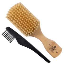 Kent OS11 Satinwood Military Club Hair Brush & Beard Brush – Soft White Boar Bristles for Fine or Thinning Hair, Recommended for Sensitive Scalp and Hair Loss, Men's Grooming, and Beard Care