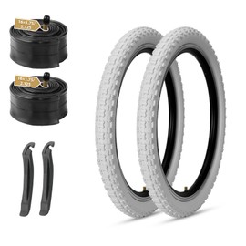 16 Inch Bike Tires Set: MOHEGIA 2-Pack 16x2.125 Inch Folding Kids Bicycle Tires and Pair Inner Tubes Schrader Valve with Tire Levers-Compatible with BMX, MTB and Children Racing-White