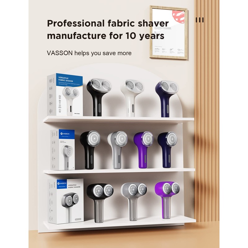 VASSON Fabric Shaver, Sweater Shavers to Remove Pilling, High-Perf Defuzzer,