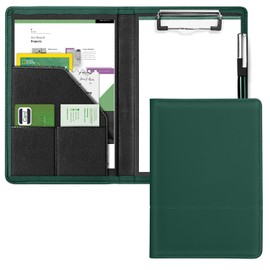 Gorbado Small Clipboard Padfolio/Portfolio A5 Binder for Writing Pad Refillable 5 x 8 Note Pad, Faux Leather Clipboard Folder Junior Size Portfolio Organizer Folio Clip Board,Green