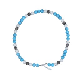 GIGB PBDK GIGB PBDK Bling Crystal Baseball Necklace for Competitive Athletes,Sparkly Rhinestone Ice Collection Inspired Beaded Necklace Fahion Disco Accessories Gift (Blue White Black), Large