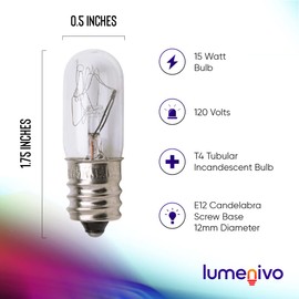 lumenivo Replacement for House of Troy 15T4-BAG 15 Watt Candelabra Bulb for Picture Light Hard-to-Find Long Life Picture Frame Fixture Incandescent 15 Watt E12 Light Bulbs - 4 Pack