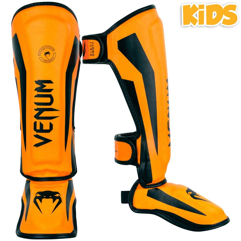 Venum Kids Elite Shin Guards Neon Orange Small (3-5 Years)