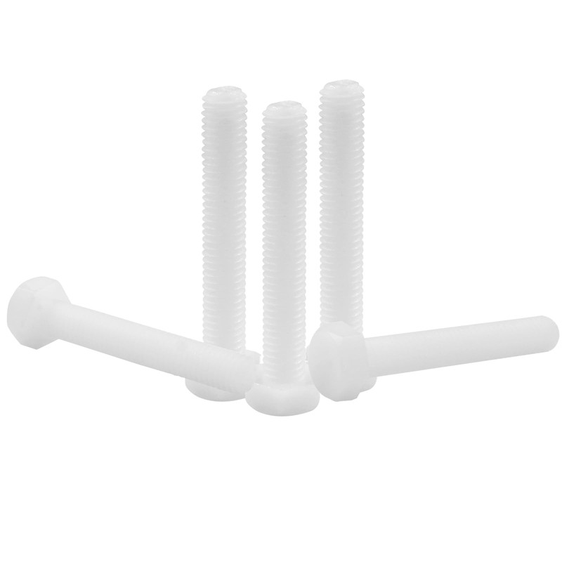 Piutouyar 20 Pair M8x50mm White Nylon Hex Bolts Plastic Hex