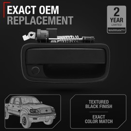 Exterior Front Passenger Door Handle Replacement - Compatible with 1995-2004 Toyota Tacoma - Textured Black with Keyhole - OEM 69210-35020, 91318, 79345, TO1311117