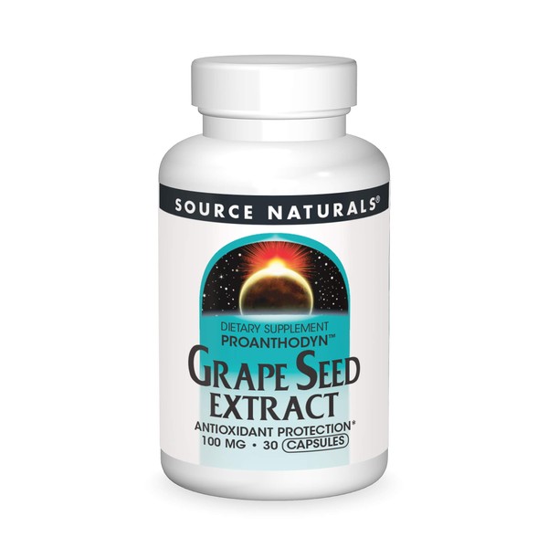 Source Naturals Grape Seed Extract, Proanthodyn 100 mg Antioxidant Protection & Supports Healthy Aging Brain - 30 Capsules