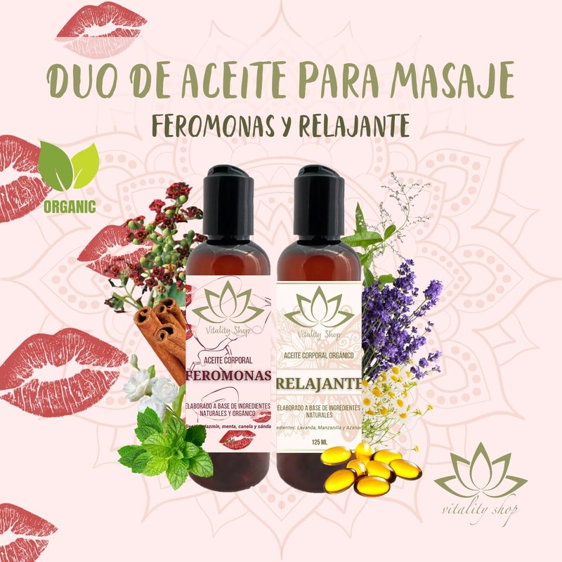 Dúo De Aceites Orgánicos Para Masaje Corporal Con Vitamina E