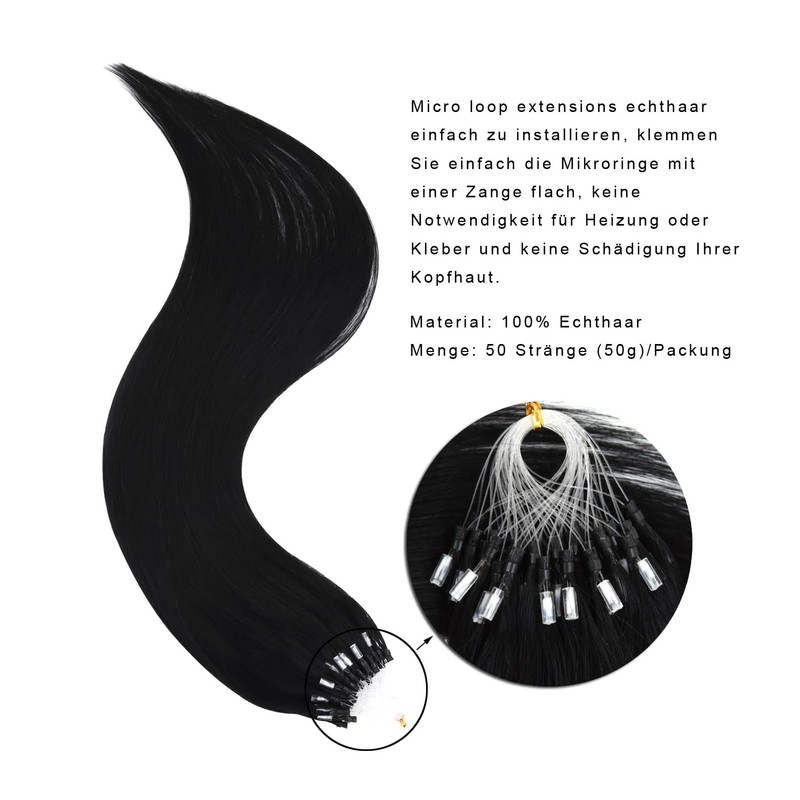 Micro Ring Extensions, Real Hair, Micro Loop Extensions, 50 g,