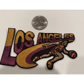 Unbranded VINTAGE IRON ON EMBROIDED PATCH LOS ANGELES  LAKERS  4"x 2 1/2"