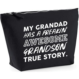 Hippowarehouse My Grandad Has A Freakin' Awesome Grandson True Story. printed make up cosmetic wash bag 18x19x9cm