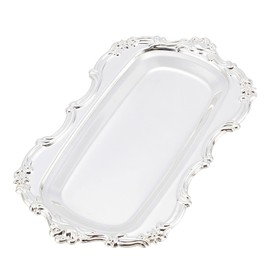 OLYCRAFT Silver Rectangular Ottoman Tray European Metal Tray for Shower Gel for Towel or Holding Handmade Materials Such as Beads Jewellery Metal Fillers etc.