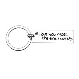 MADHAHEFU Men Gifts Anniversary Keychain for Husband Wife Couples Keyring Keychain I Love You Most The End I Win