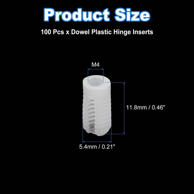 sourcing map 100Pcs 0.21"x0.46" Hinge Dowels, Plastic Dowel Insert for