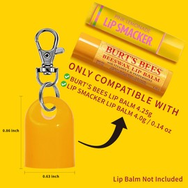 9 Pcs Keychain Cap - Chapstick Holder For Burt's Bees & Lip Smacker Lip Balm, Chapstick and Lip Balm Keychain Holder, Burt's Bees Keychain Replacement Cap,Keyring Included (Cap Only)
