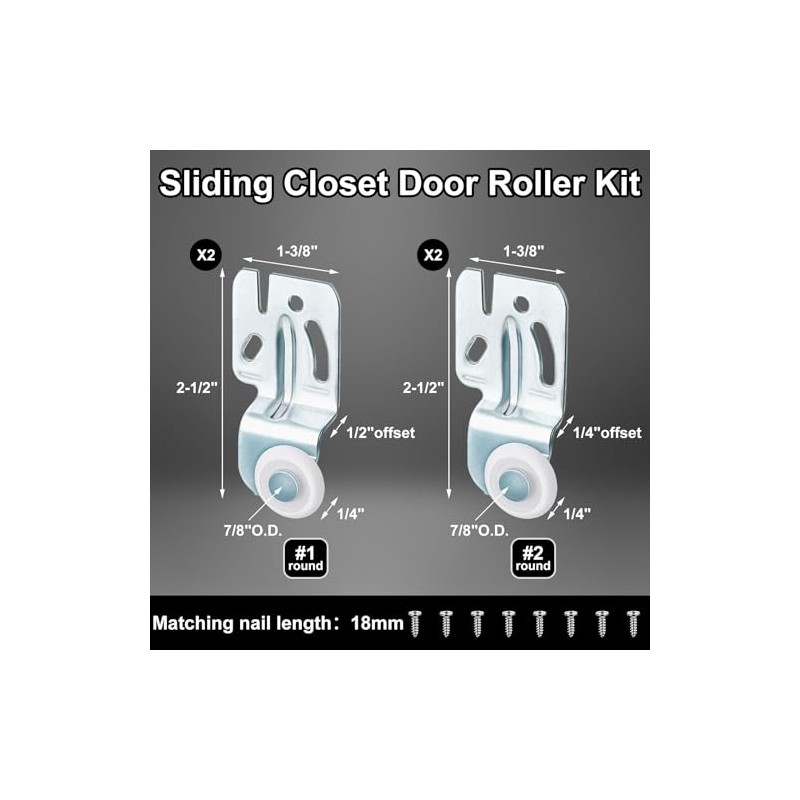 Blulu 4 Pcs Sliding Closet Door Roller Kit Wardrobe Wheels