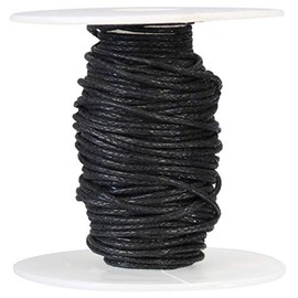 30 Feet - CleverDelights 1mm Waxed Cotton Cord - Black - Crafts Beading Jewelry Necklaces Macramé