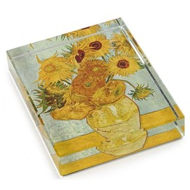 Dynasty Gallery Deskpop Handcut Crystal Paperweight with Felt Bottom Van Gogh Sunflowers 51104SUN 4 Inches x 2.6 Inches