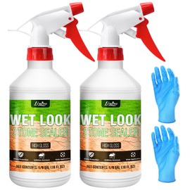 Wet Look Stone Sealer - High Gloss Paver Sealer Stone Color Enhancer Concrete Sealer with Long-Lasting Gloss Protection, Stain Proof for Interior and Exterior Slate, Driveway, Floor, Standsotne (32oz)