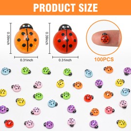 100 Pieces Colorful Mini Ladybug Decor for Crafts Dollhouse Miniature Things Tiny Ladybugs for Fairy Garden Dollhouse Micro Landscaping Decoration