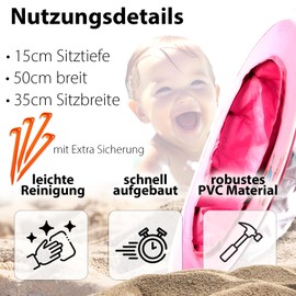 Smart-Planet Pop Up Baby Pool for the Beach, Pink, 50 x 50 cm, 35 x 15 cm, to Go Pool for Toddlers, Children, Babies Beach Pool, Throw Pool Sand