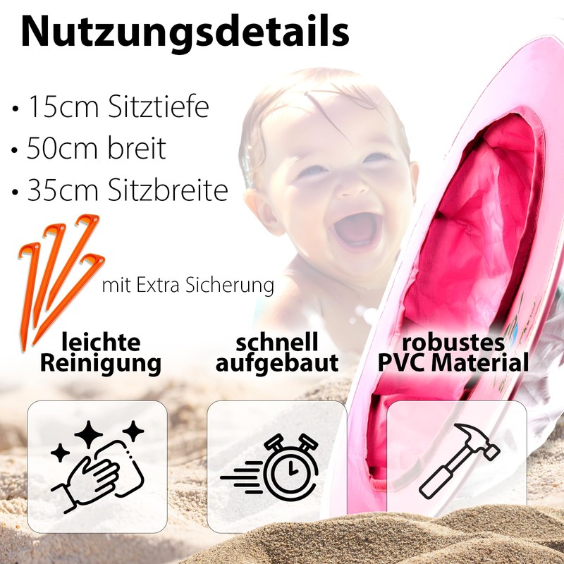 Smart-Planet Pop Up Baby Pool for the Beach, Pink, 50